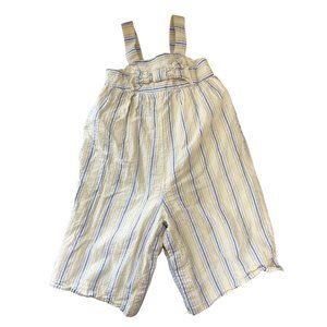 Janie and Jack Yellow Blue Seersucker Striped Bow Jumpsuit Snap Buttons 18-24 M
